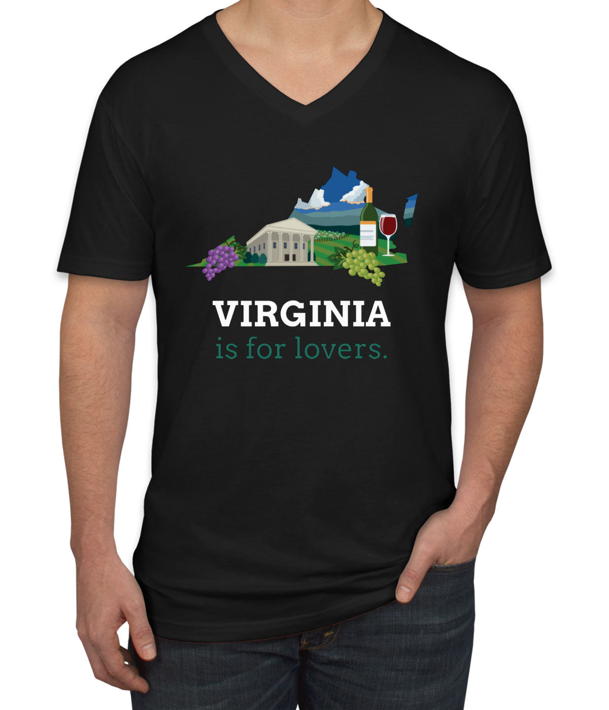 Virginia Is For Lovers Men's V Neck T-shirt