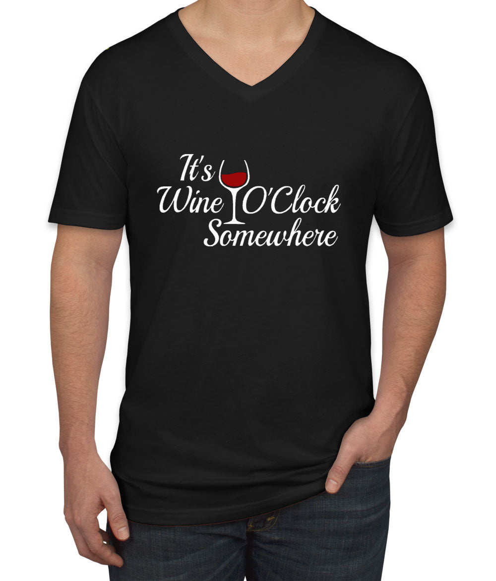 It's Wine O'Clock Somewhere Men's V Neck T-shirt