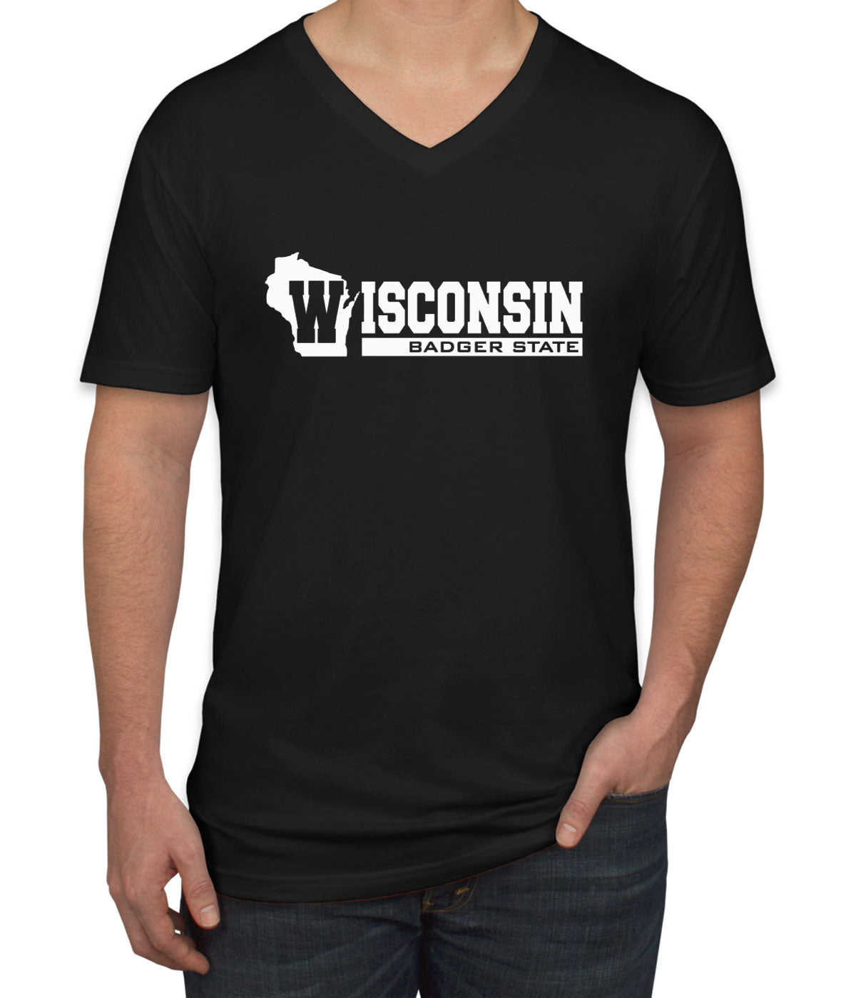Wisconsin Badger State Men's V Neck T-shirt