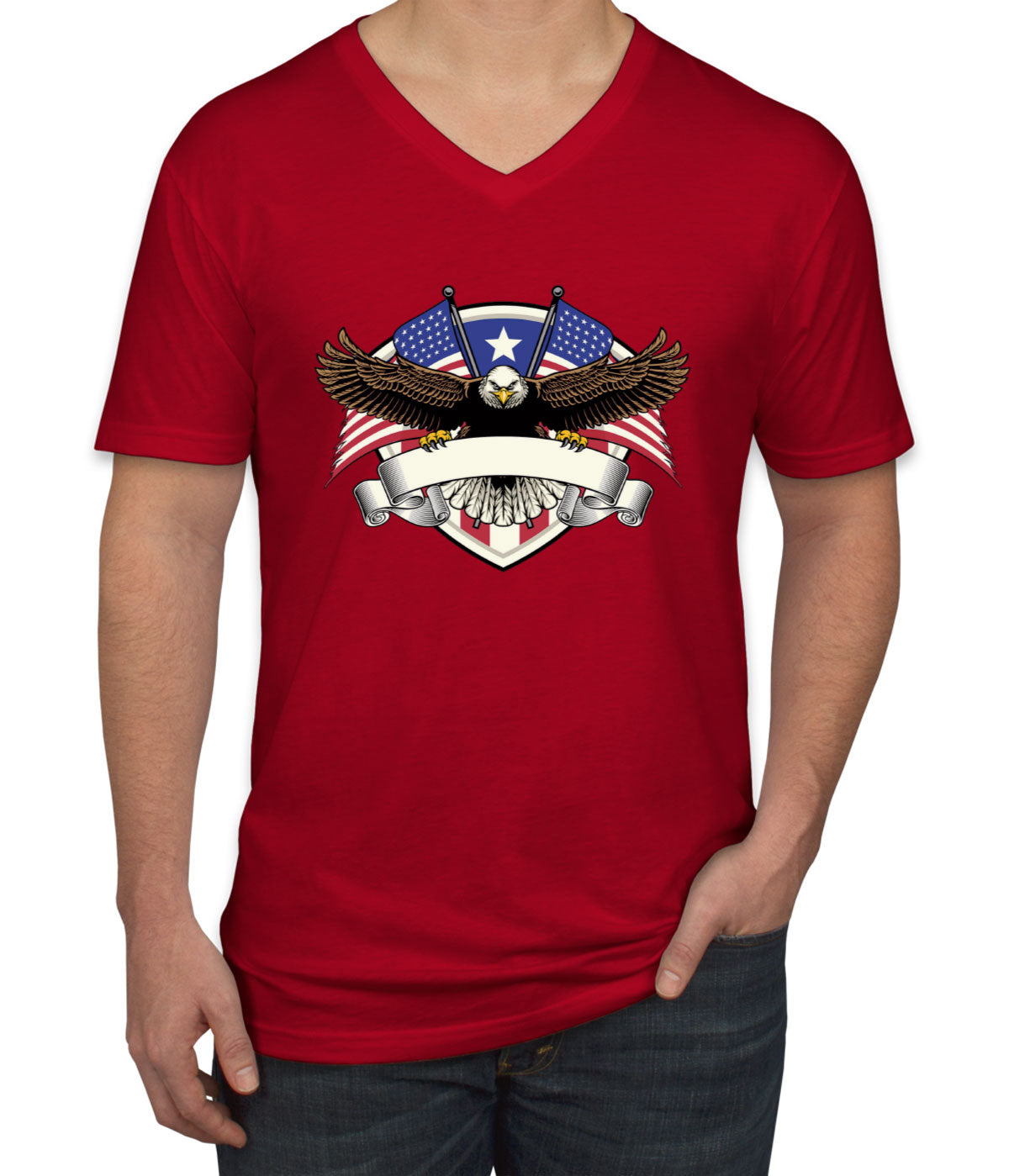 American Bird Bald Eagle Men's V Neck T-shirt