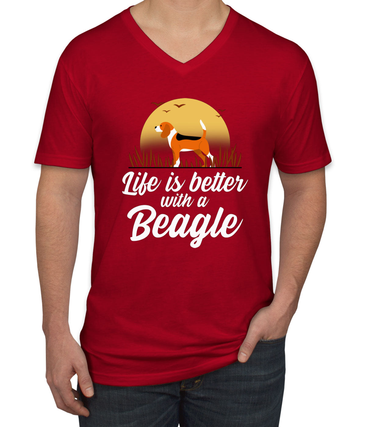 Life Is Better With A Beagle Men's V Neck T-shirt