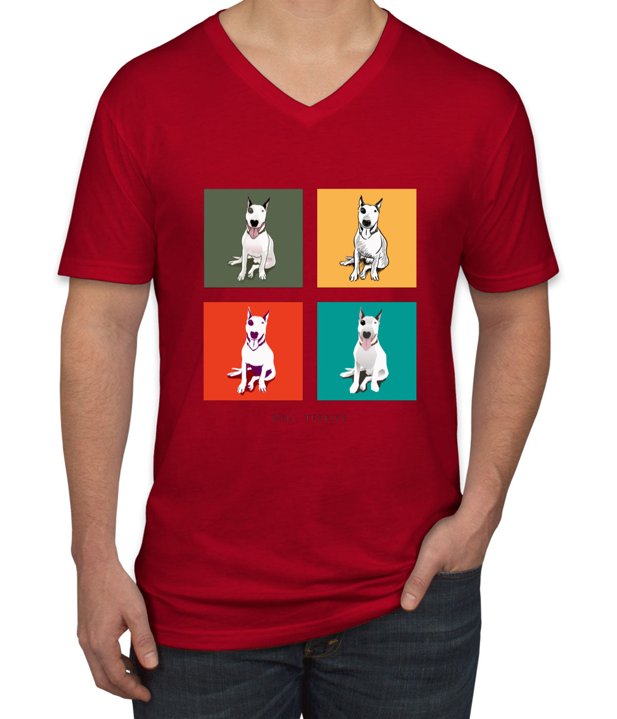 Bull Terrier Dog Men's V Neck T-shirt