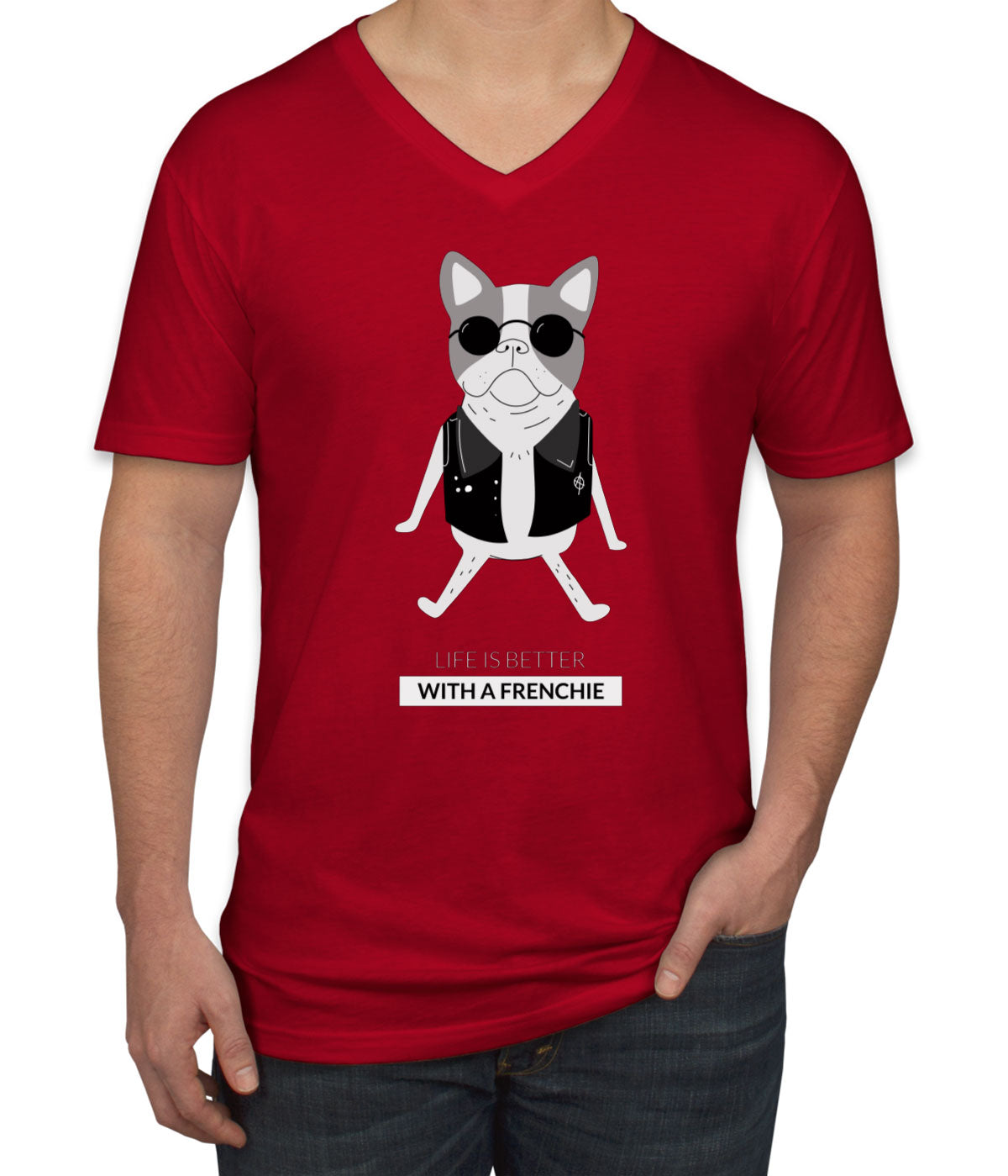 Life Is Better With A Frenchie French Bulldog Men's V Neck T-shirt