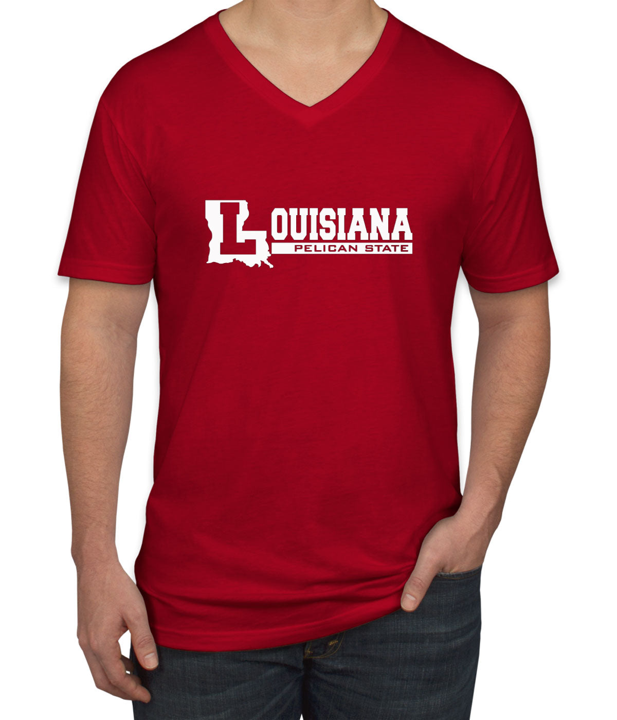 Louisiana Pelican State Men's V Neck T-shirt