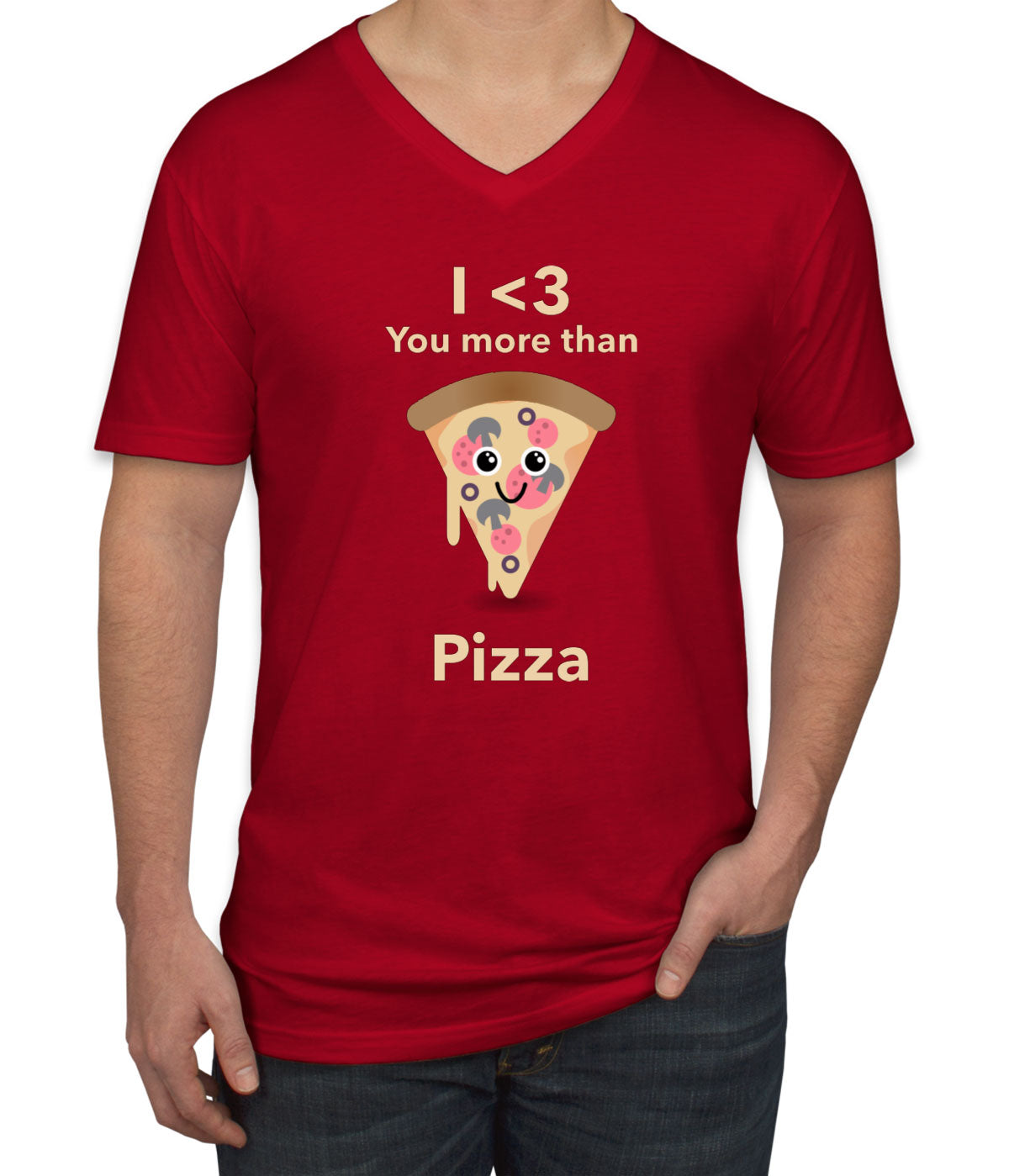 I Love You More Than Pizza Valentine's Day Men's V Neck T-shirt