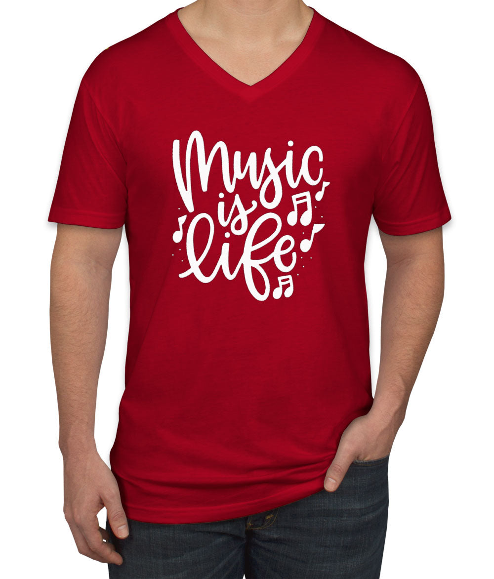 Music Is Life Men's V Neck T-shirt