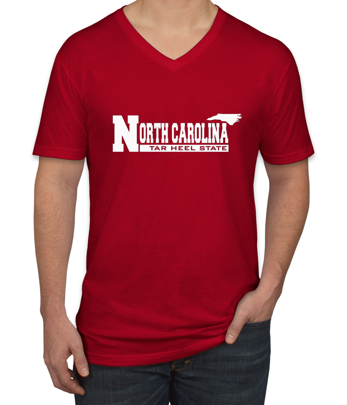 North Carolina Tar Heel State Men's V Neck T-shirt