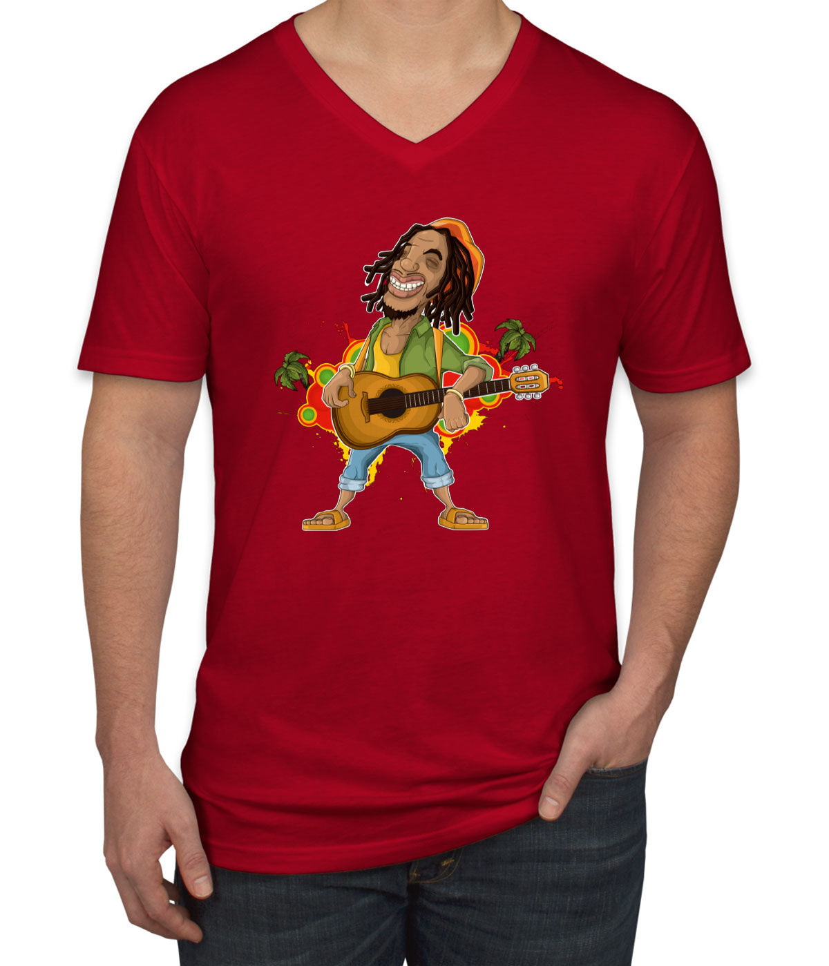 Rasta Reggae Rastafarian Men's V Neck T-shirt