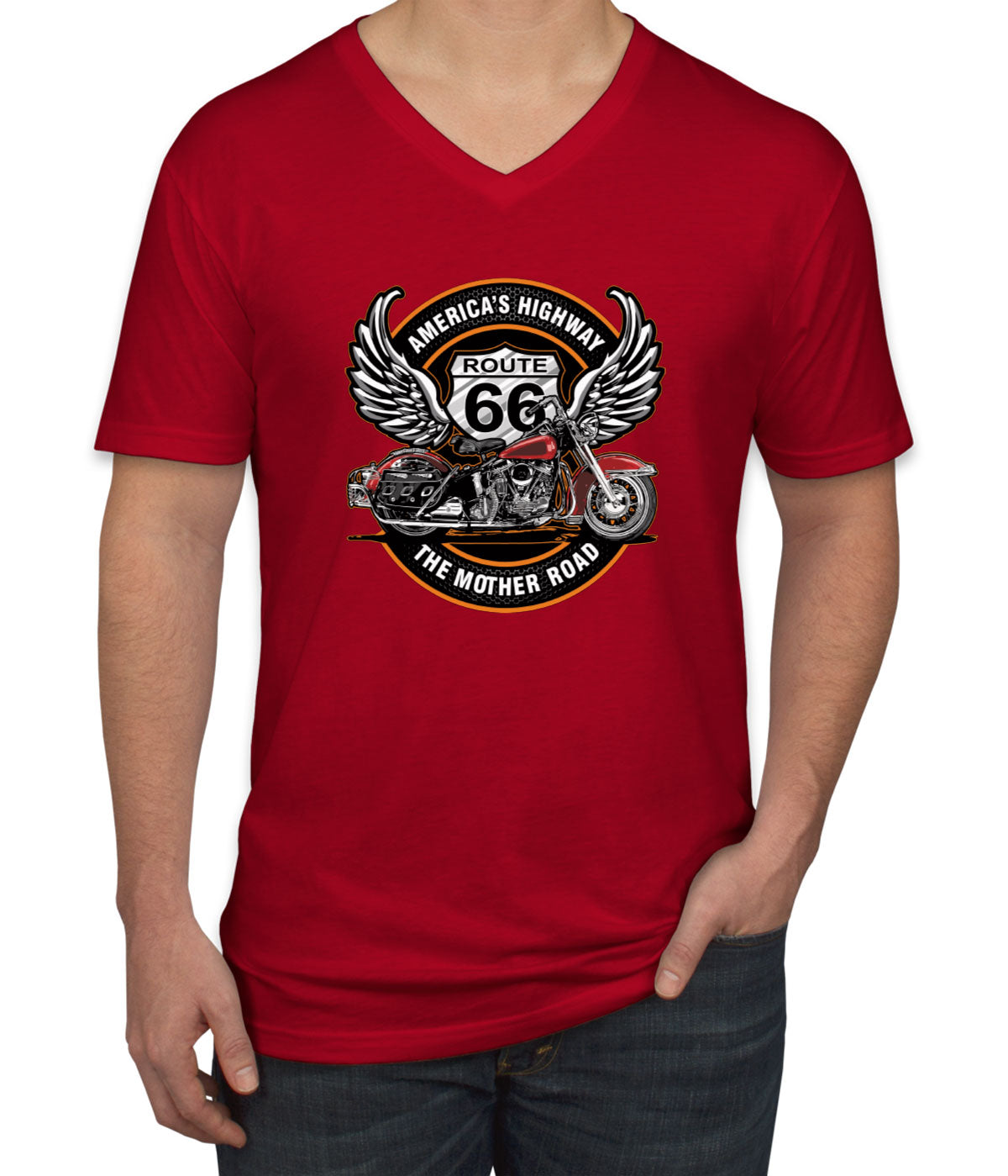 Route 66 The Mother Road Men's V Neck T-shirt