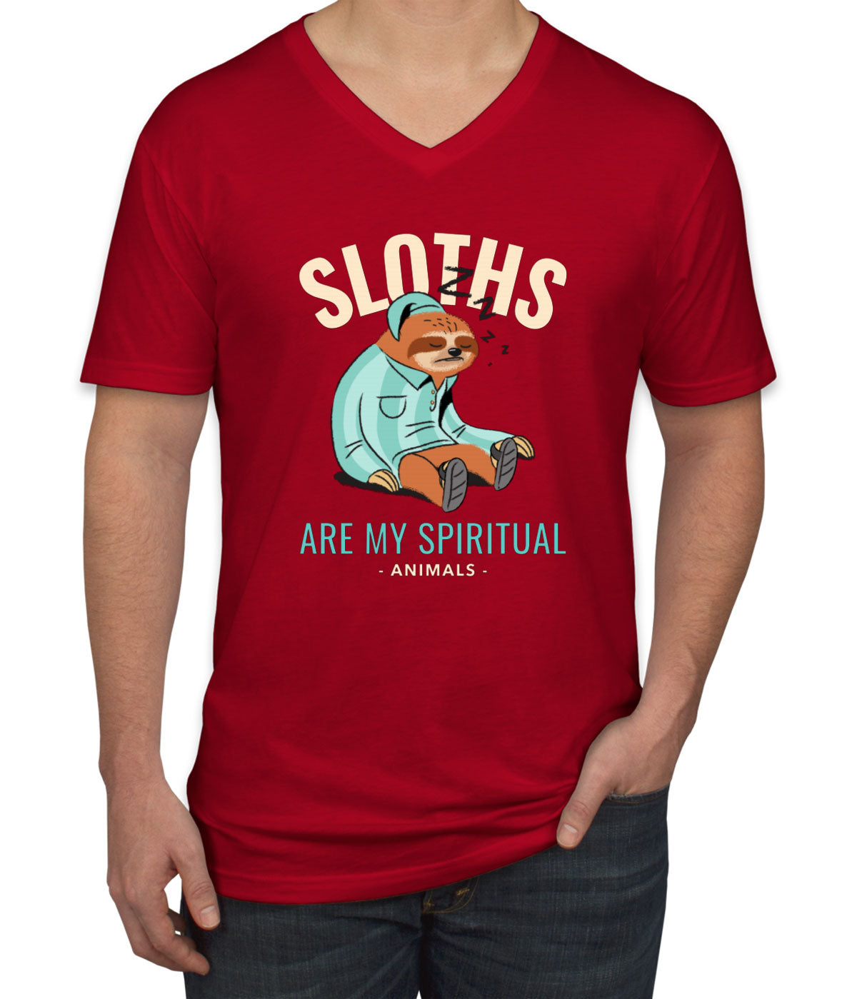 Sloths Are My Spiritual Animals Men's V Neck T-shirt