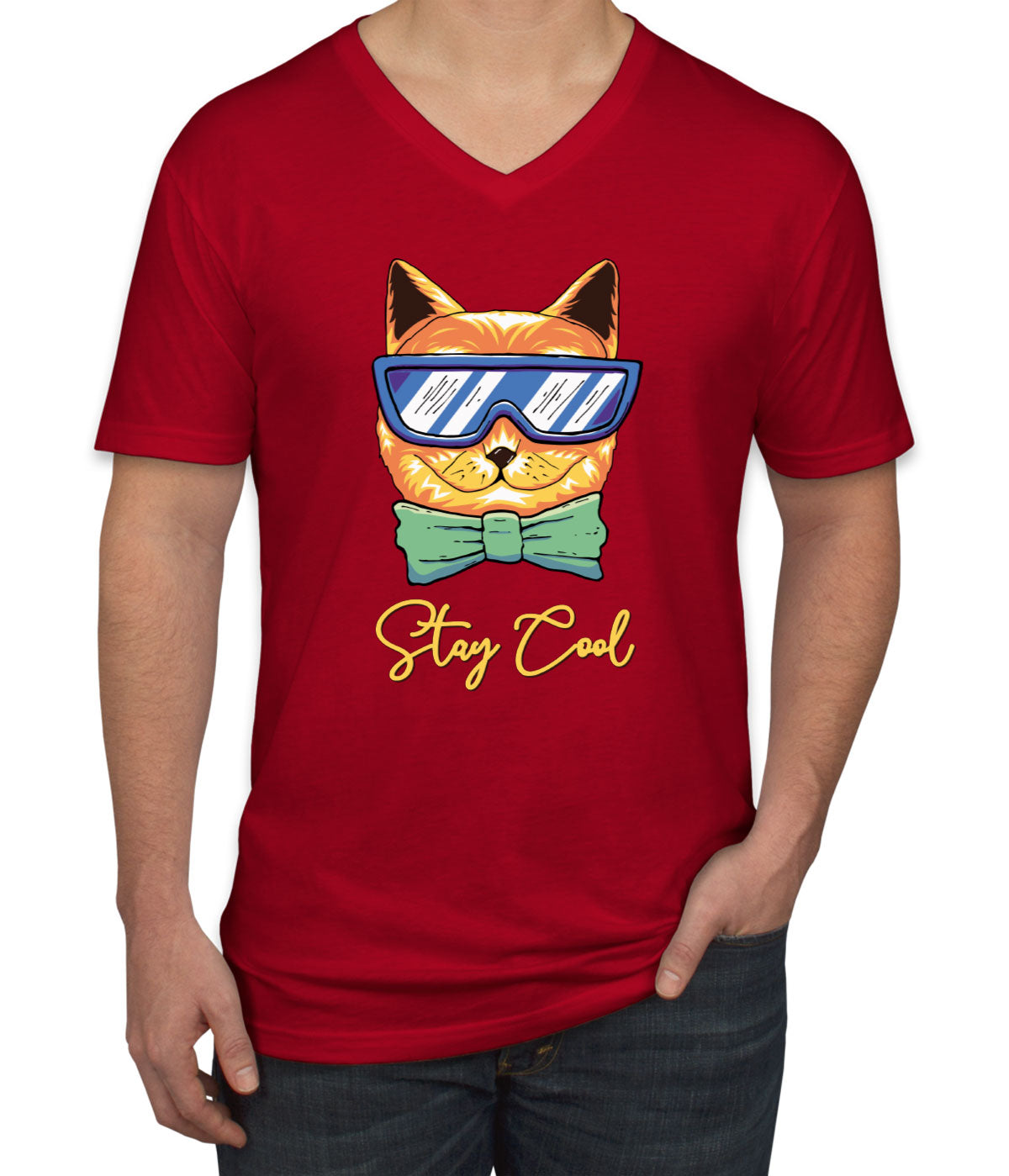 Cool Cat Men's V Neck T-shirt
