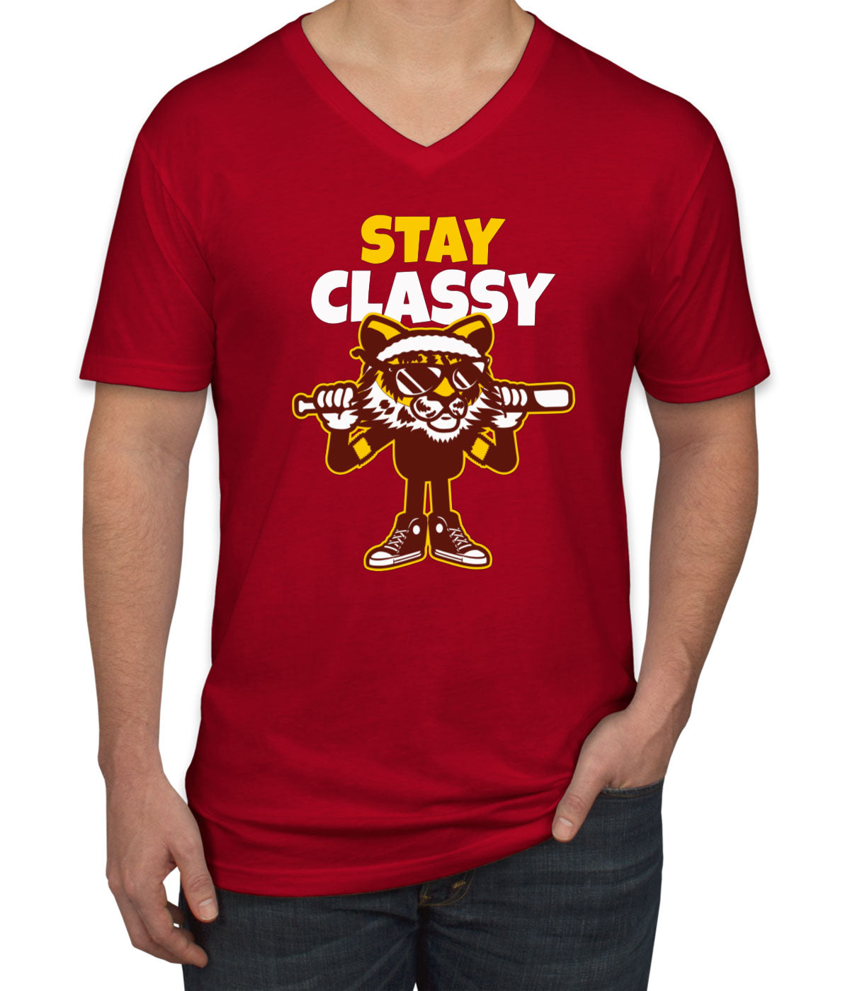 Stay Classy. A Tiger In Streetwear Men's V Neck T-shirt