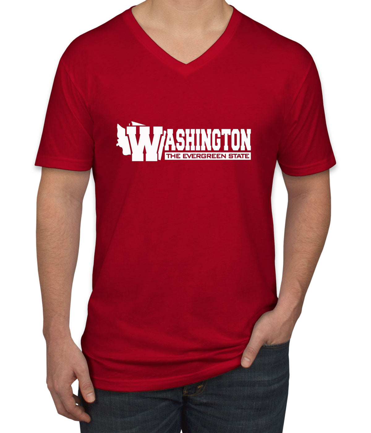 Washington The Evergreen State Men's V Neck T-shirt
