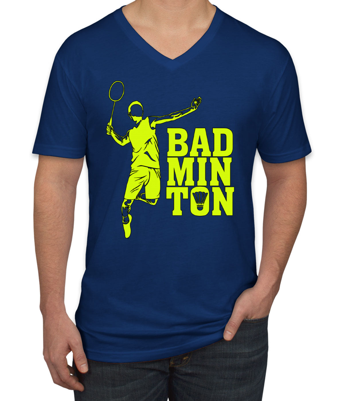 Badminton Player Men's V Neck T-shirt
