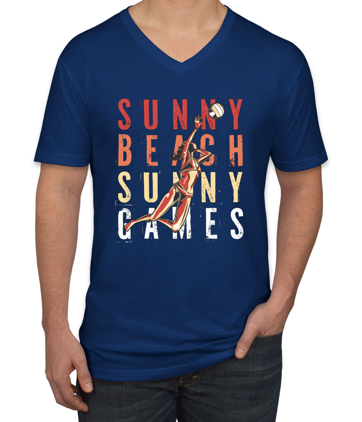 Beach Volleyball Men's V Neck T-shirt