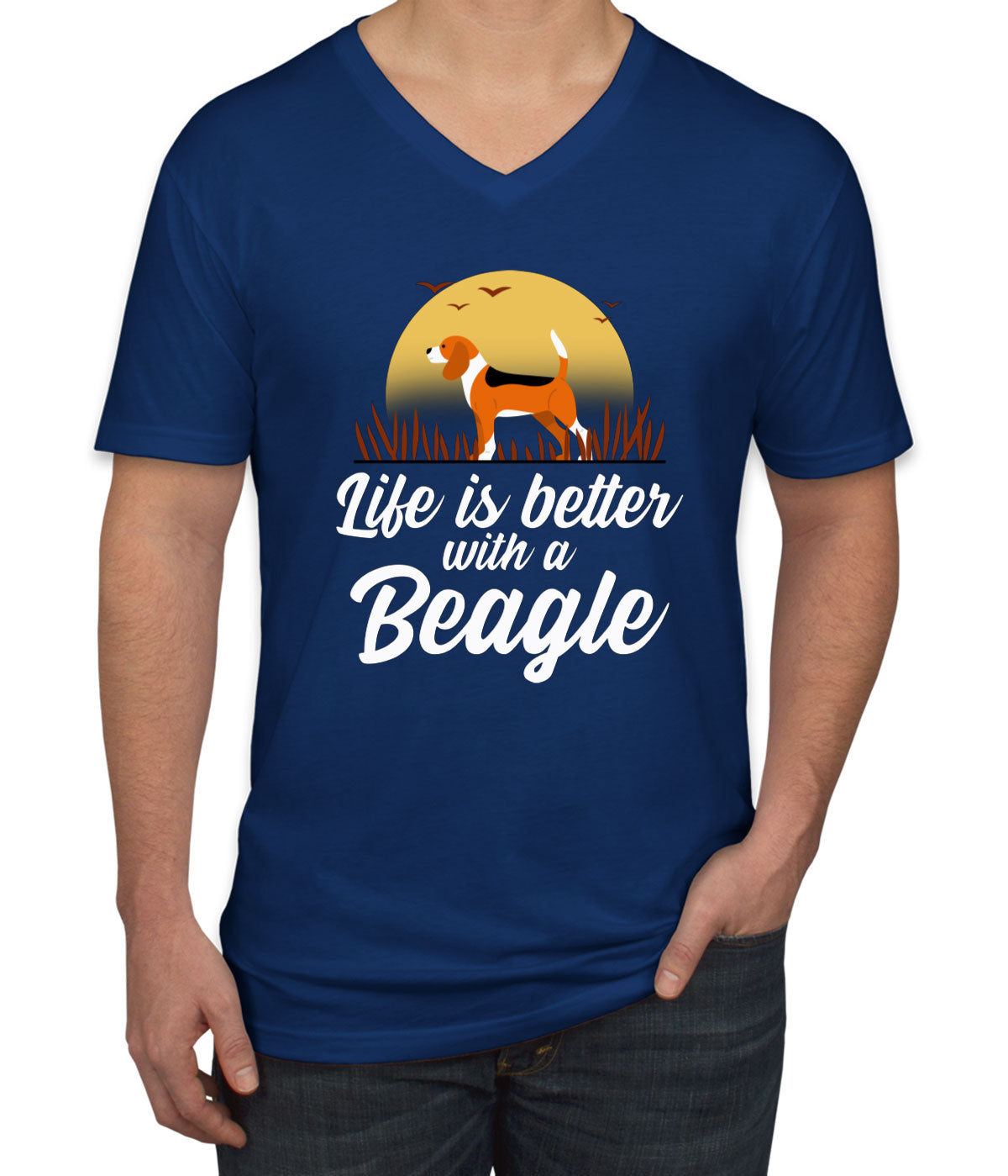 Life Is Better With A Beagle Men's V Neck T-shirt