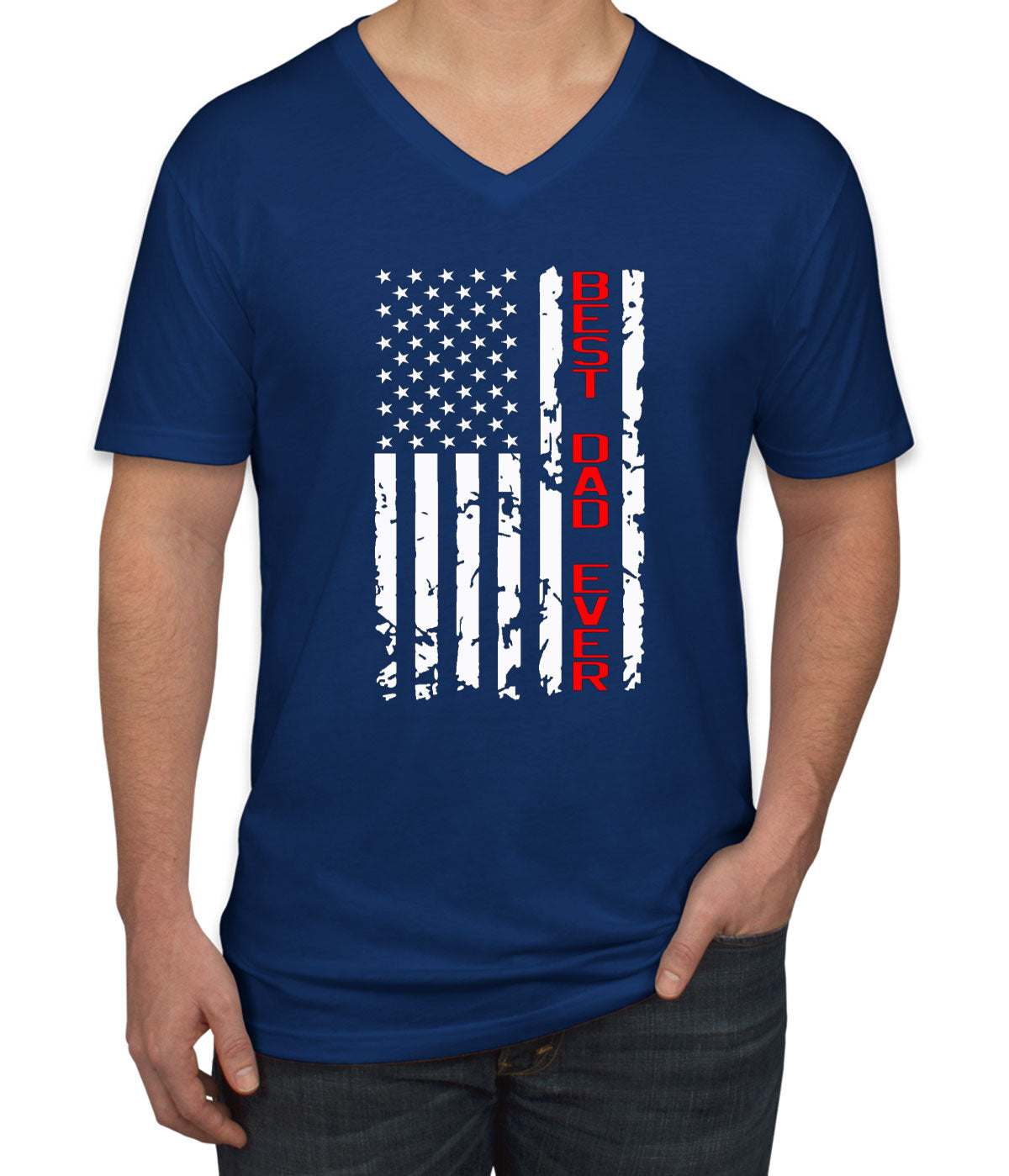 Best Dad Ever American Flag Men's V Neck T-shirt