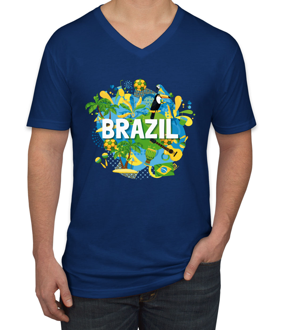 Brazil Men's V Neck T-shirt