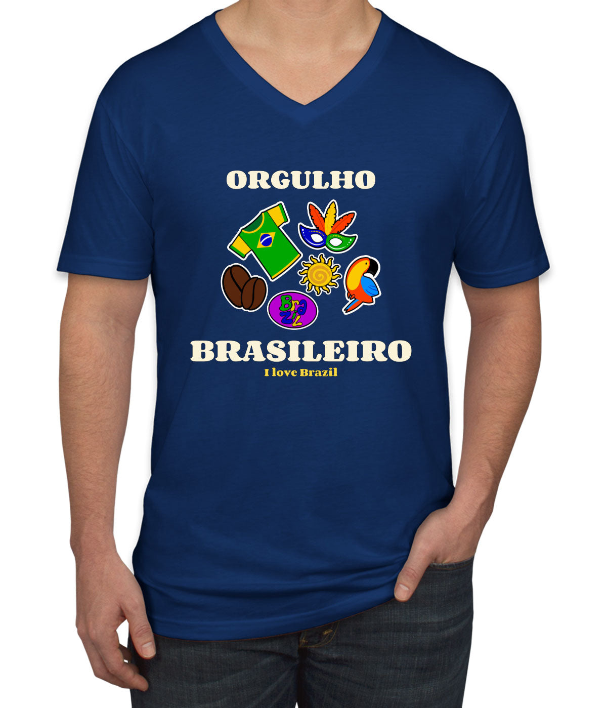 Brazil Composition Men's V Neck T-shirt