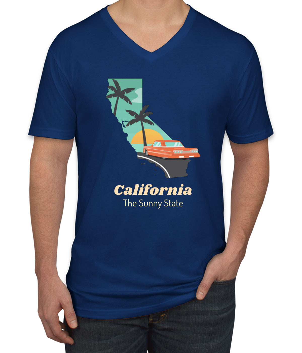 California The Sunny State Men's V Neck T-shirt