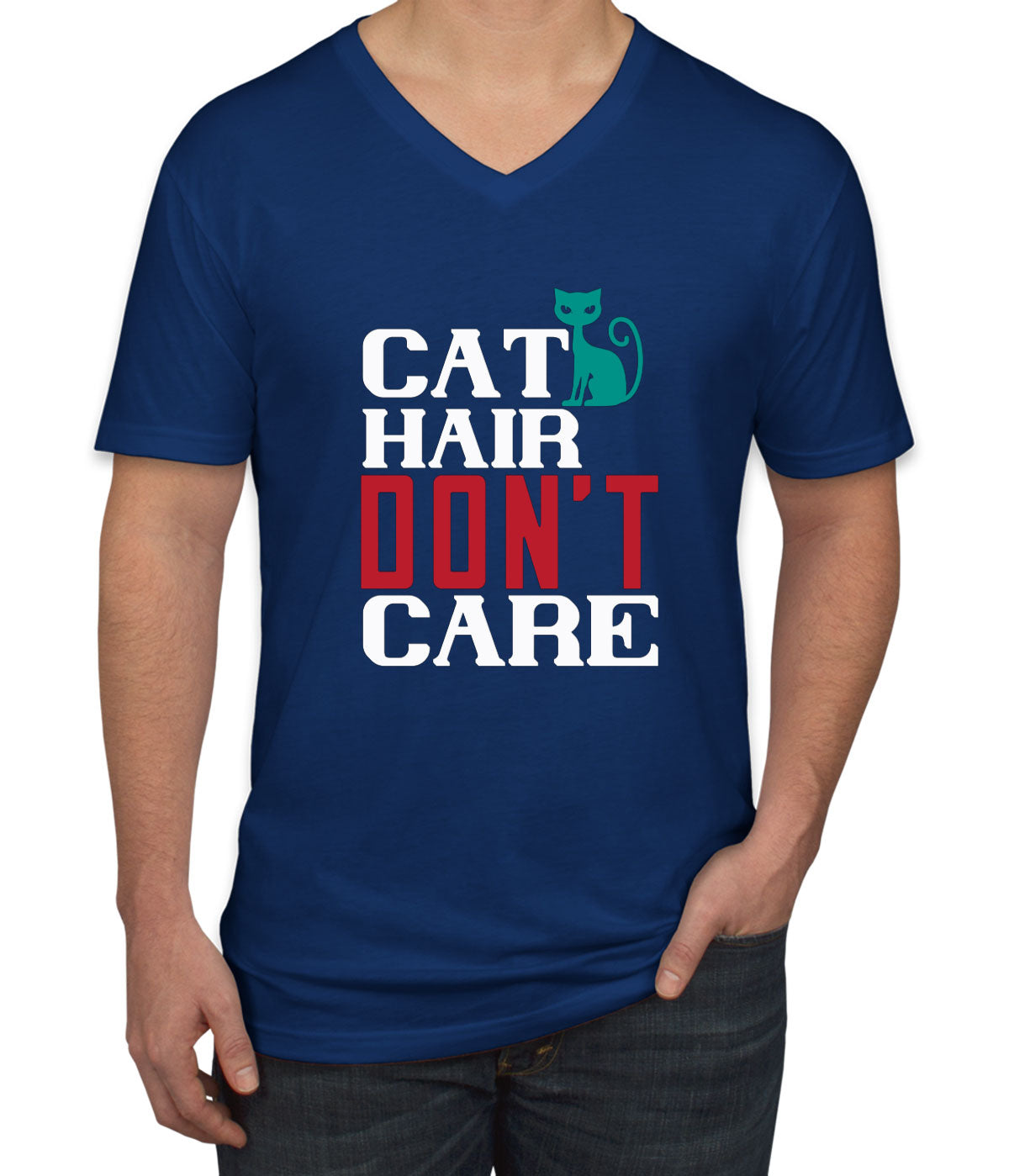 Cat Hair Don't Care Men's V Neck T-shirt
