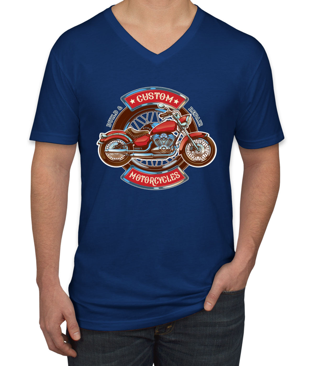 Custom Motorcycles Men's V Neck T-shirt