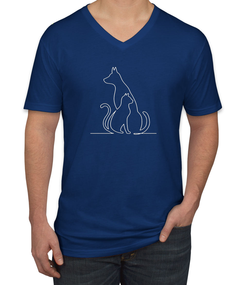 Dog and Cat Men's V Neck T-shirt