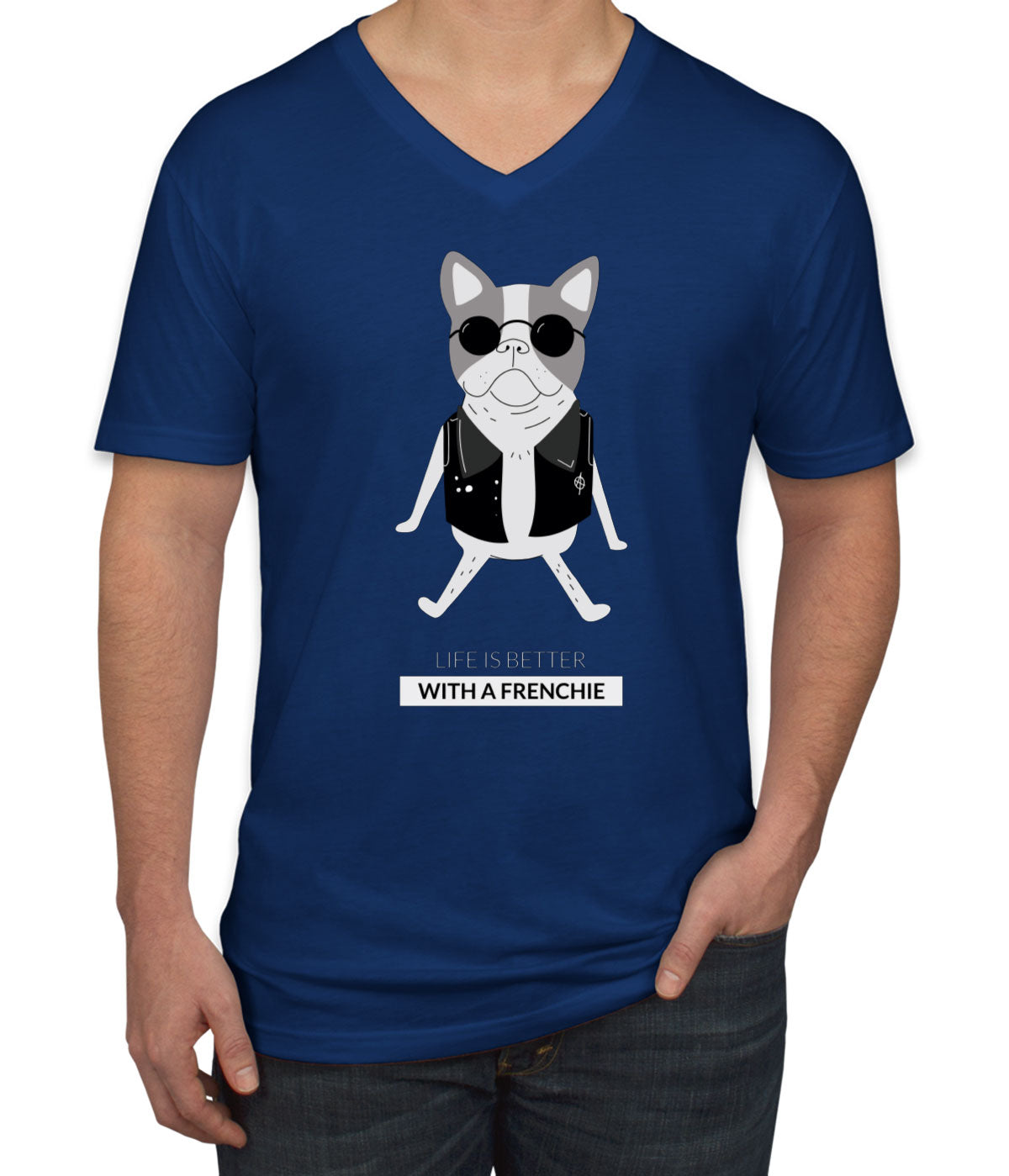 Life Is Better With A Frenchie French Bulldog Men's V Neck T-shirt