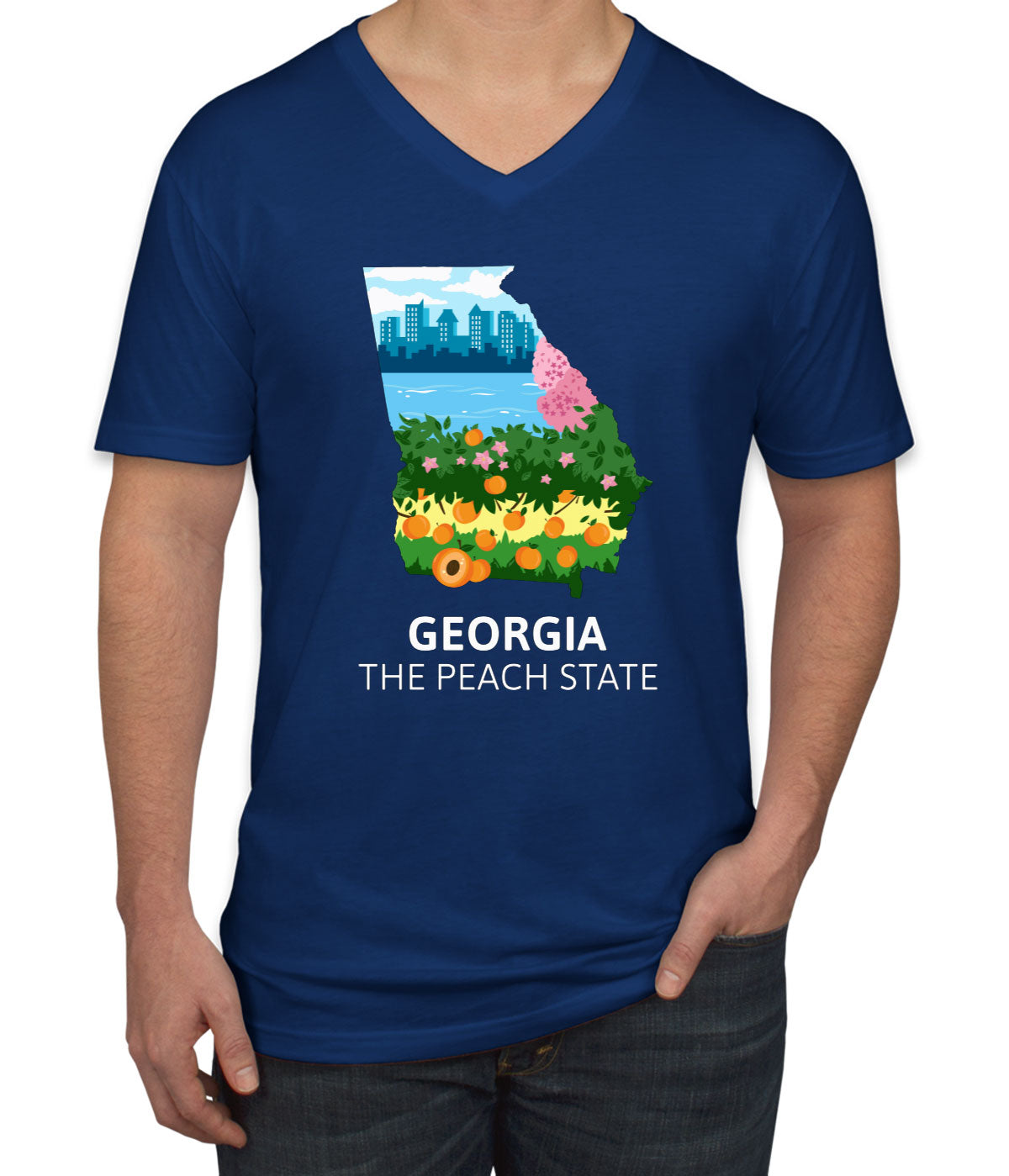 Georgia The Peach State Men's V Neck T-shirt