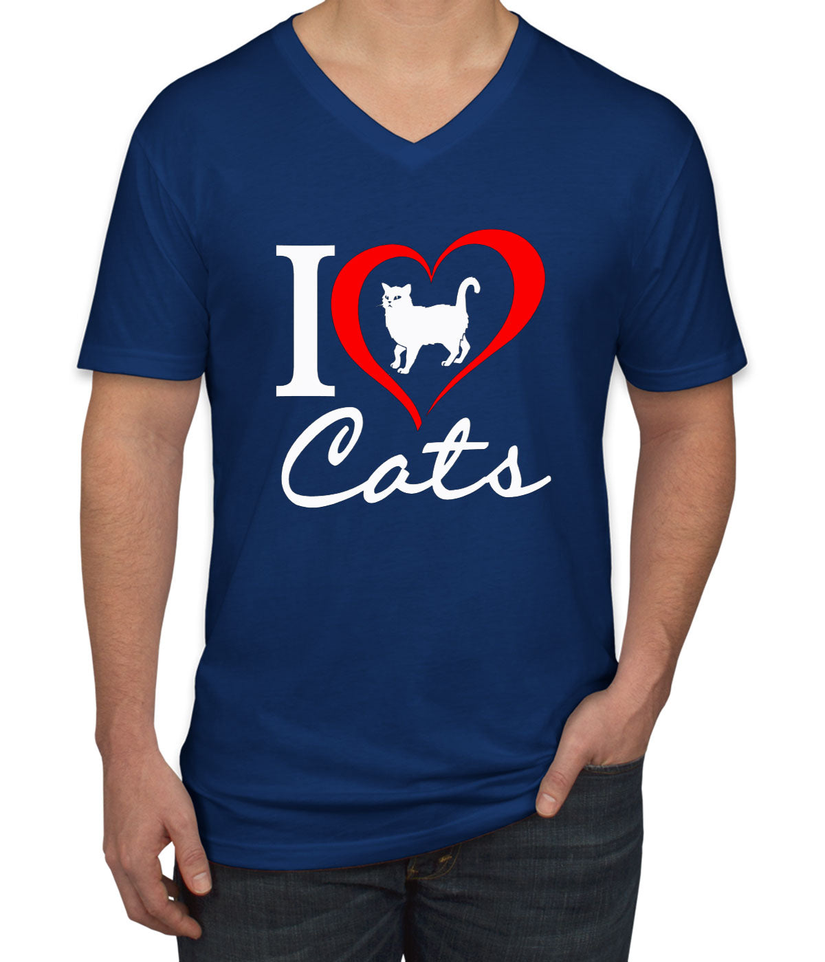 I Love Cats Men's V Neck T-shirt