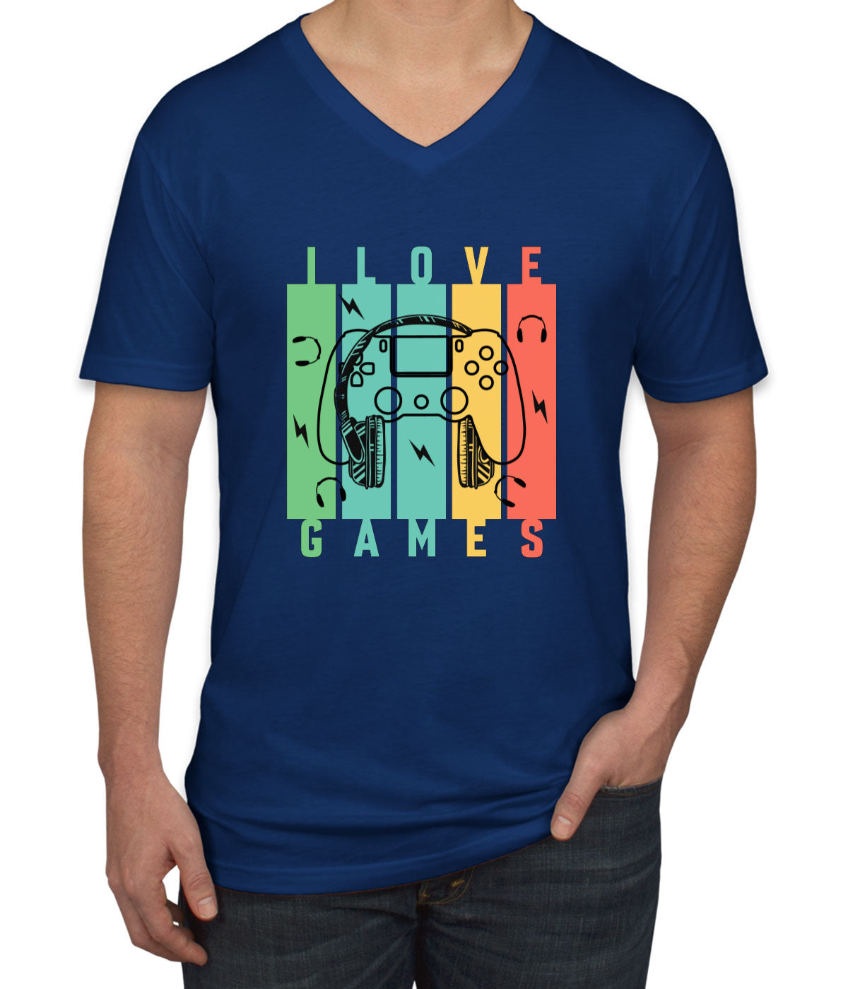 I Love Games Men's V Neck T-shirt