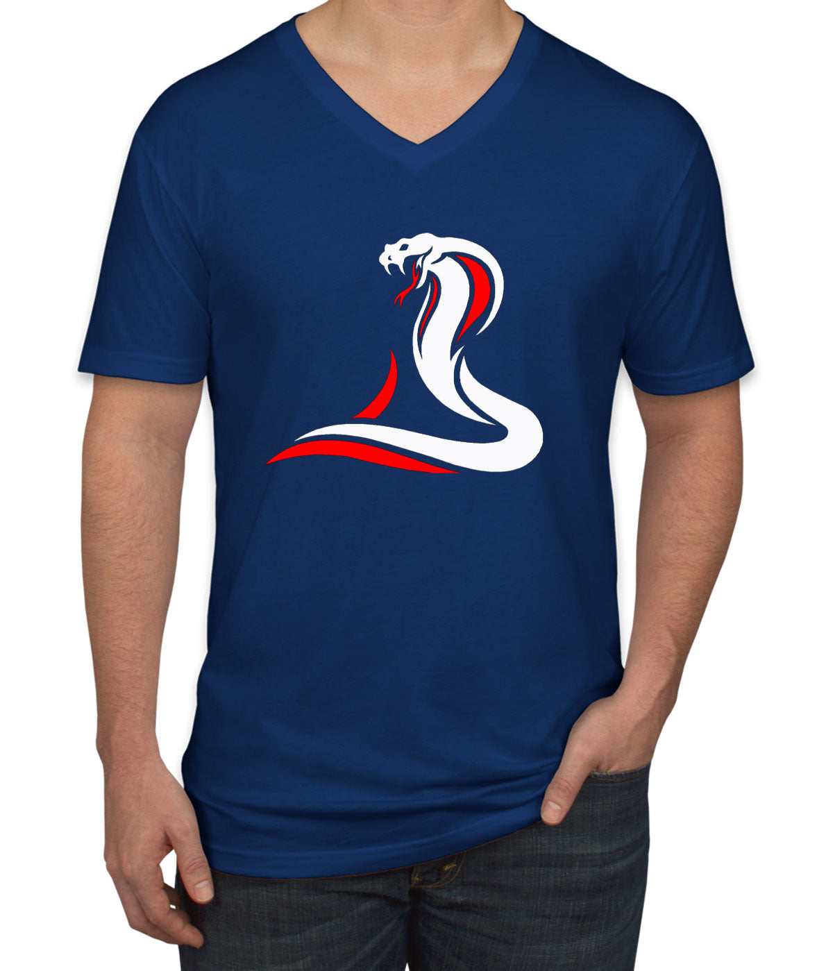 King Cobra Snake Men's V Neck T-shirt