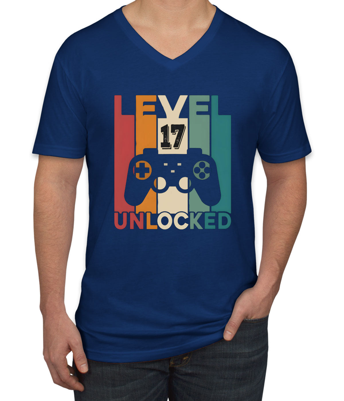 Level 17 Unlocked Gaming Birthday Men's V Neck T-shirt