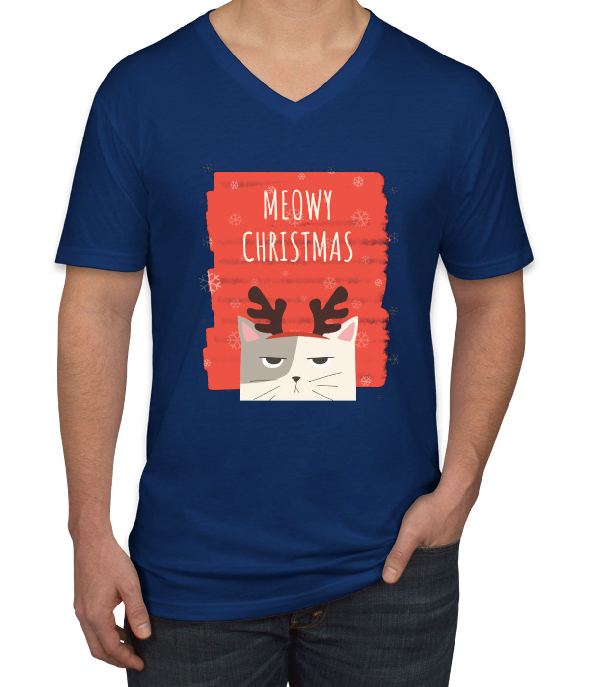 Meowy Christmas Cat Christmas Men's V Neck T-shirt