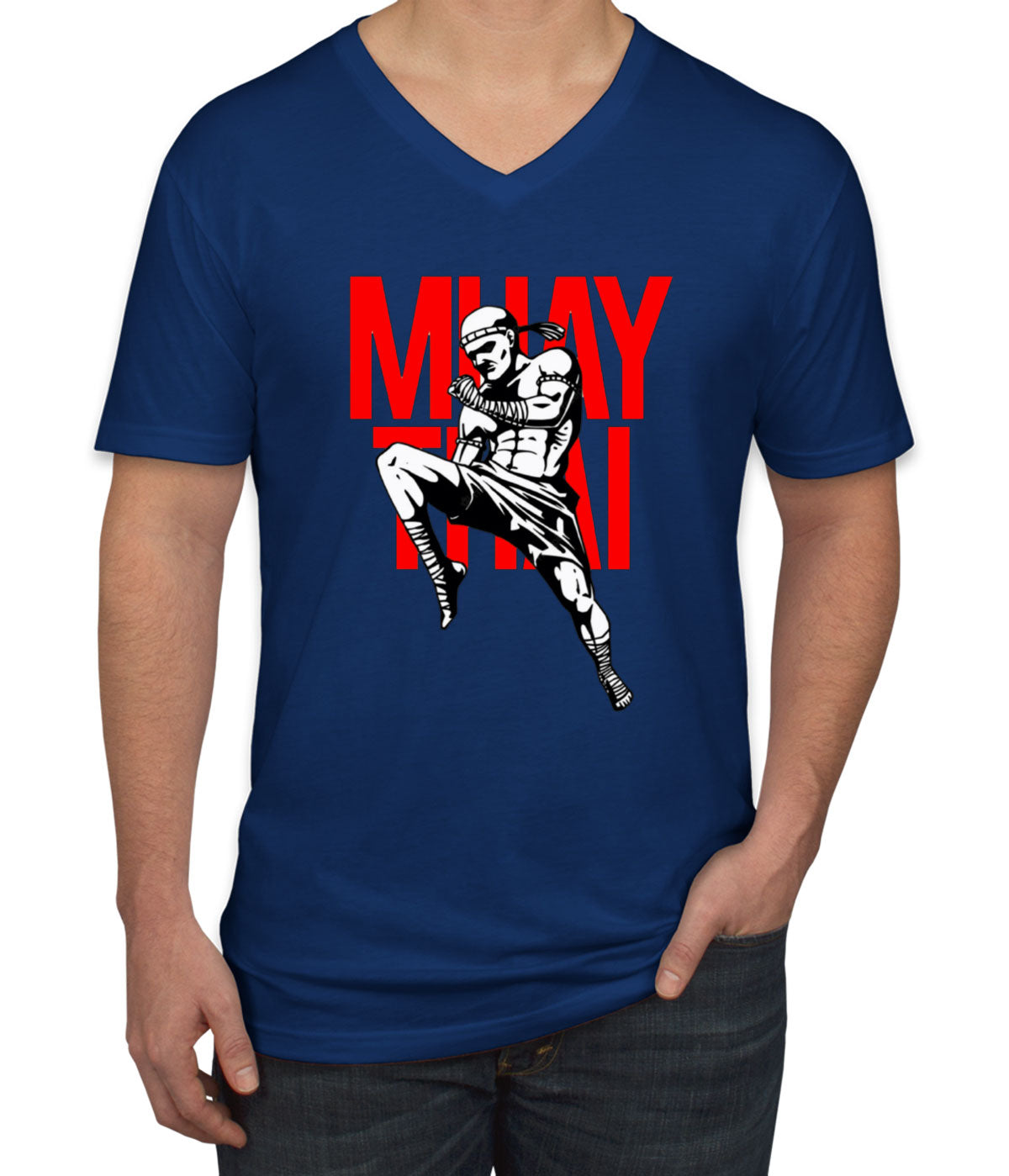 Muay Thai Combat Sport Thai Boxing Men's V Neck T-shirt