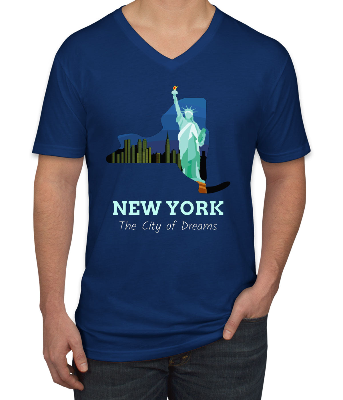 New York The City Of Dreams Men's V Neck T-shirt