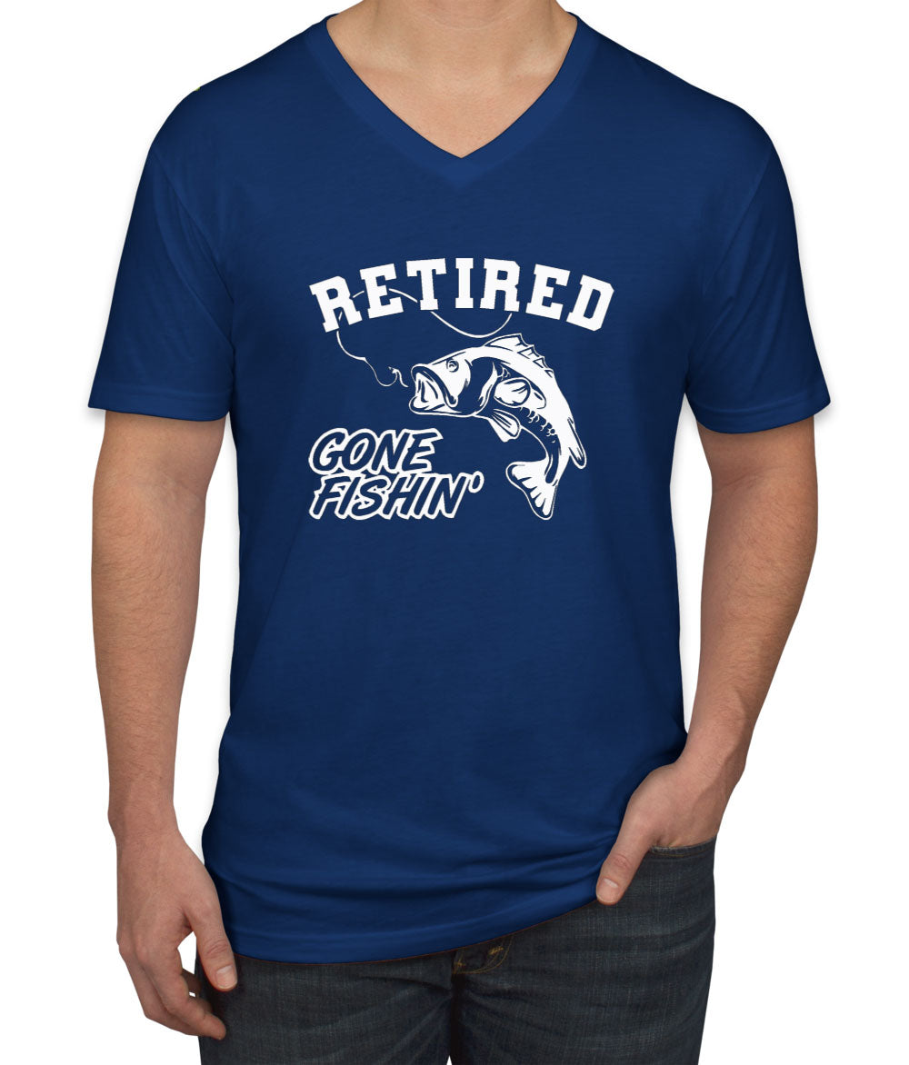 Retired, Gone Fishing Men's V Neck T-shirt