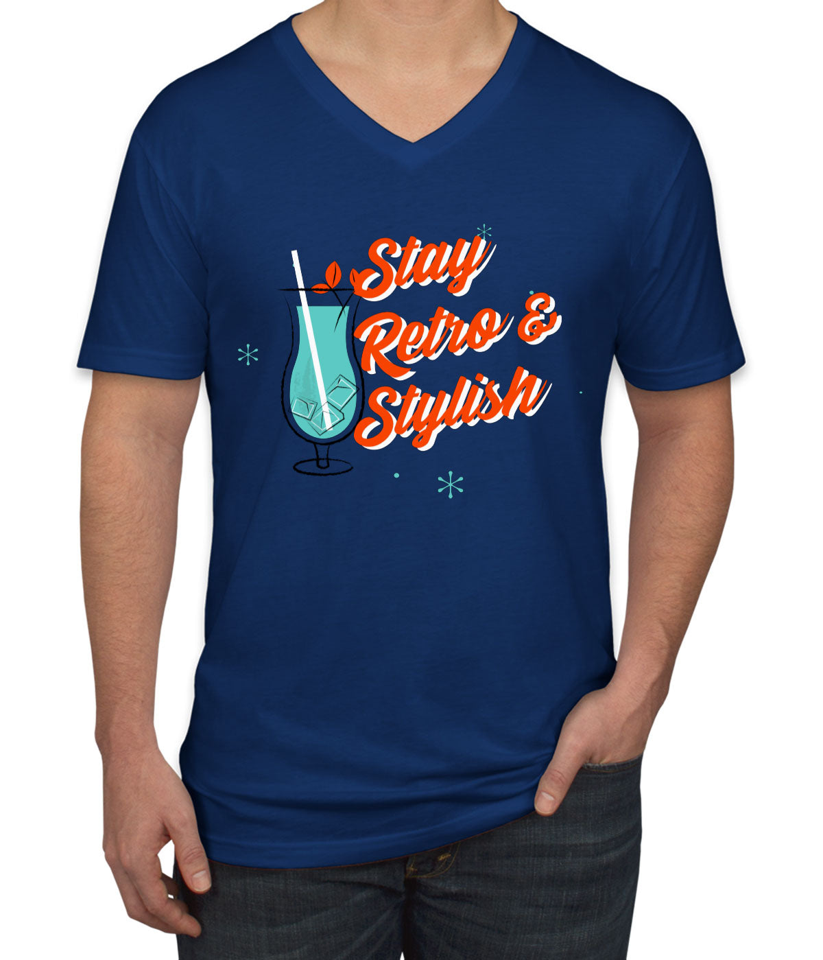 Stay Retro & Stylish Men's V Neck T-shirt