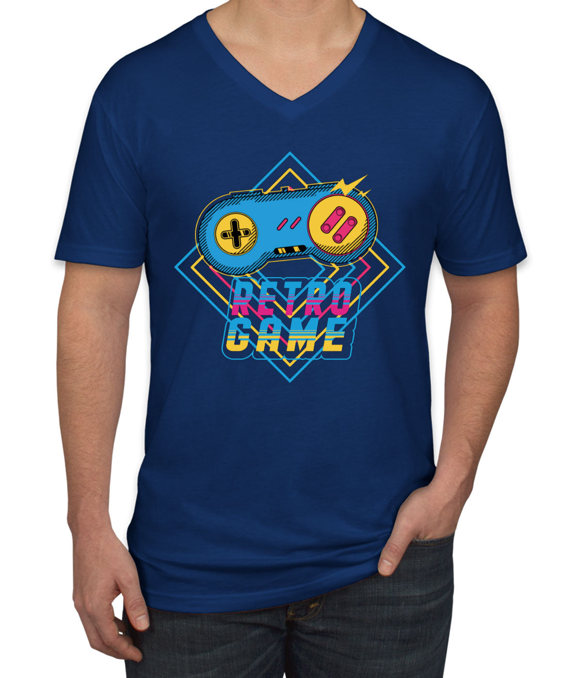 Retro Game Controller Men's V Neck T-shirt