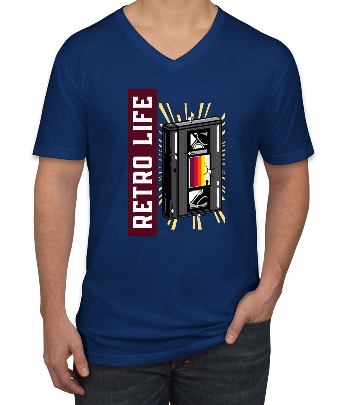 Retro Life Men's V Neck T-shirt