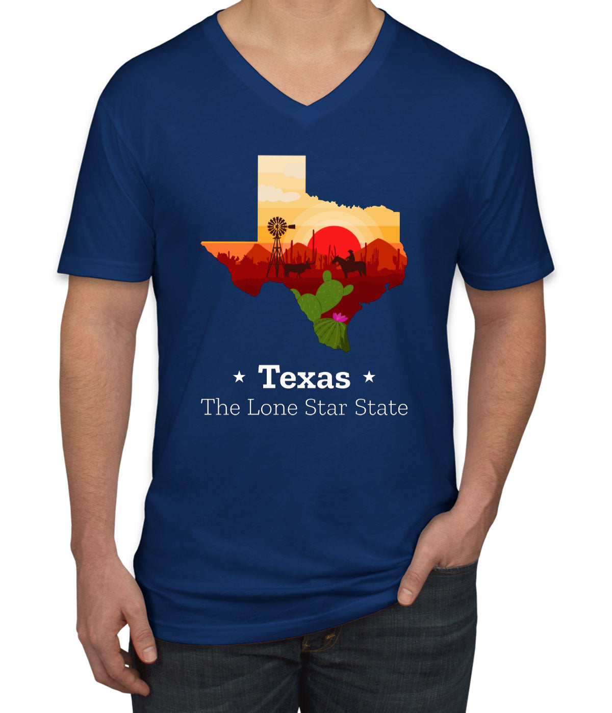 Texas The Lone Star State Men's V Neck T-shirt