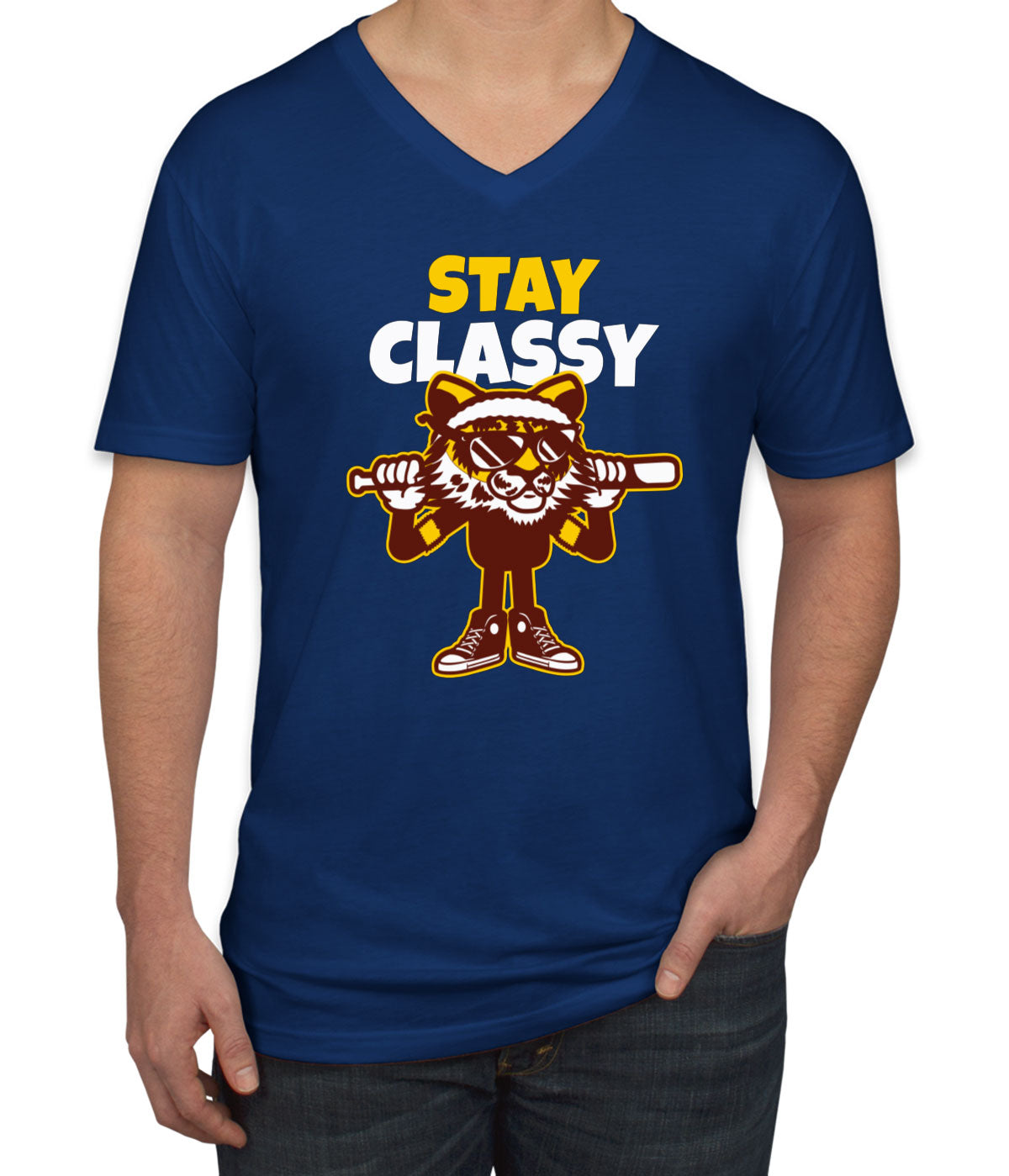 Stay Classy. A Tiger In Streetwear Men's V Neck T-shirt
