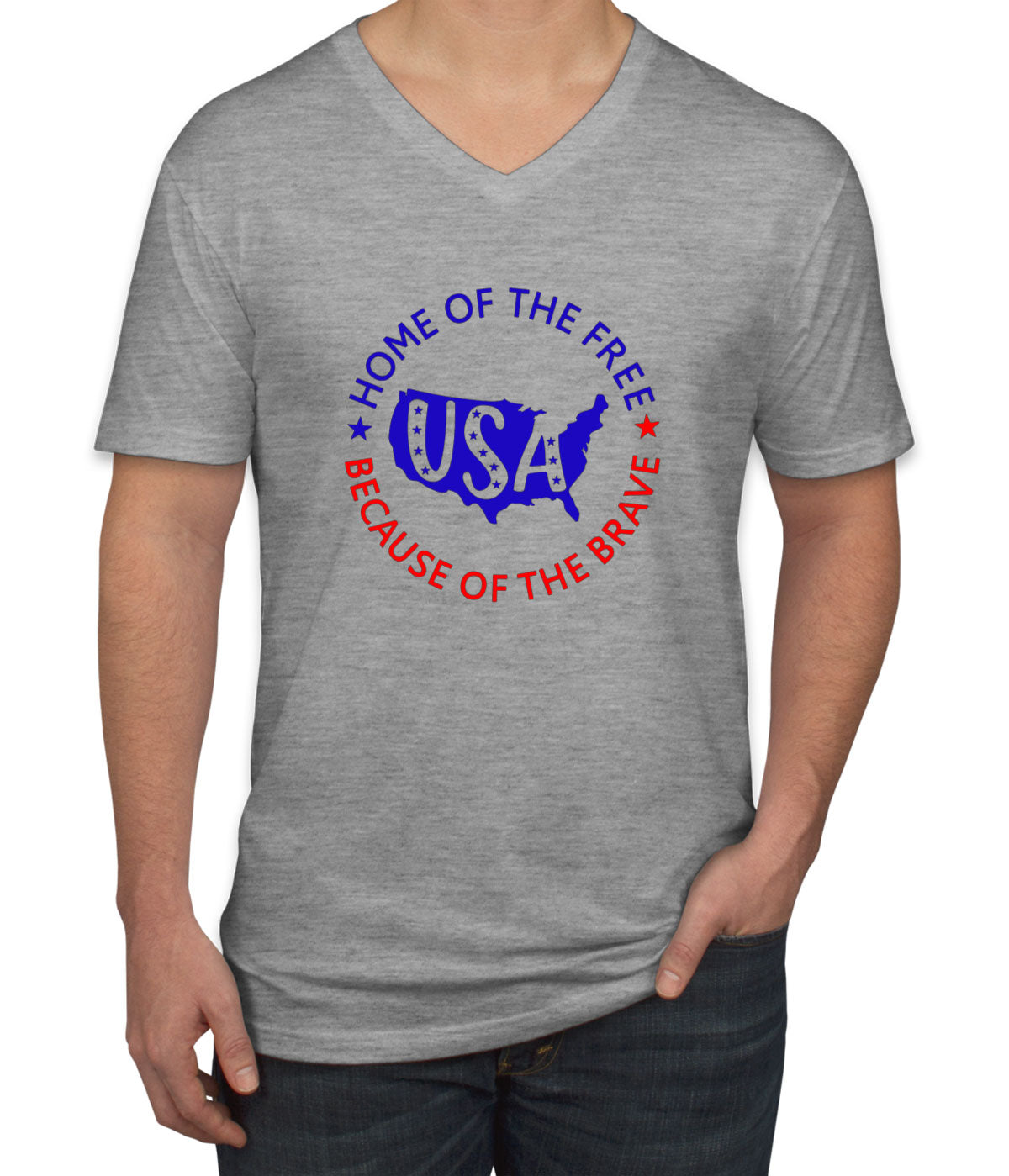 Home Of The Free Because Of The Brave Men's V Neck T-shirt