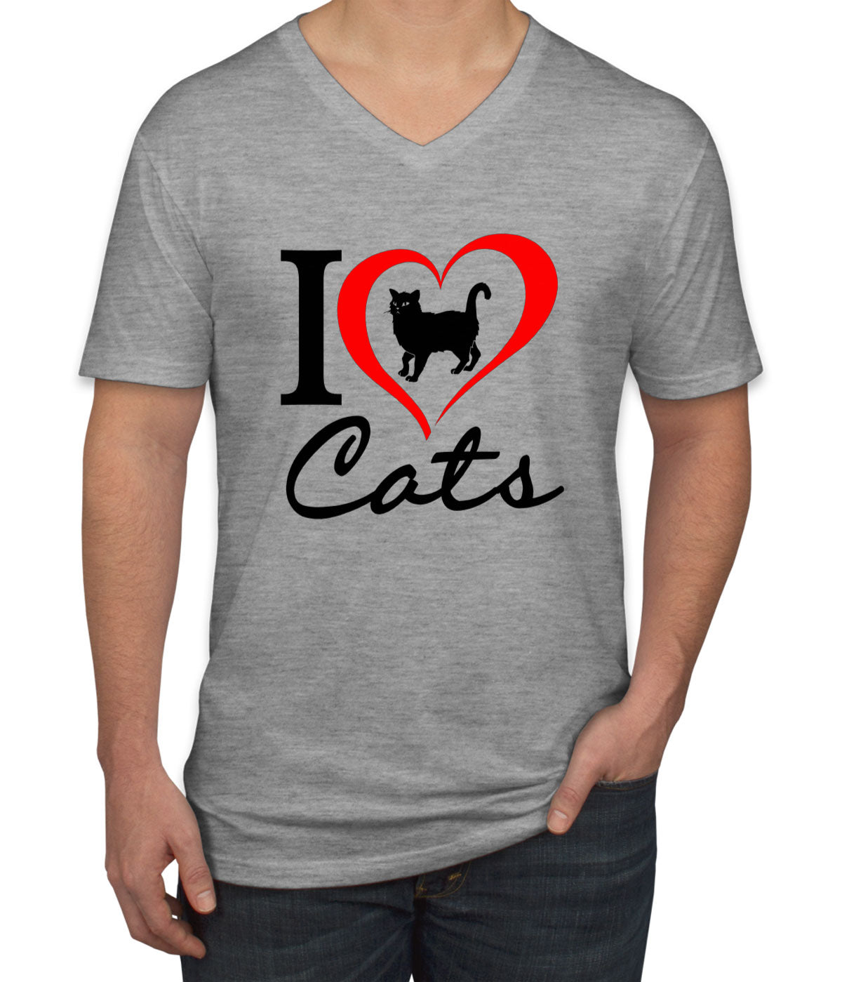 I Love Cats Men's V Neck T-shirt