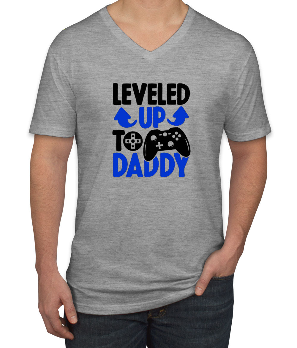 Leveled Up To Daddy Men's V Neck T-shirt