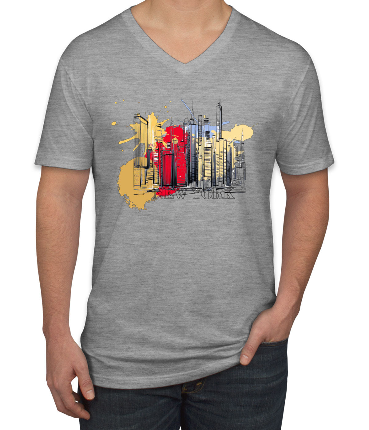 NYC New York Silhouette Men's V Neck T-shirt