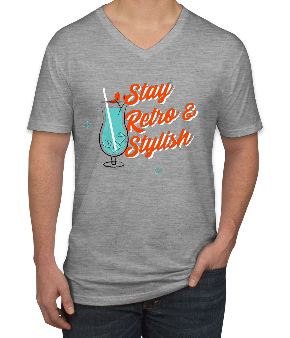 Stay Retro & Stylish Men's V Neck T-shirt