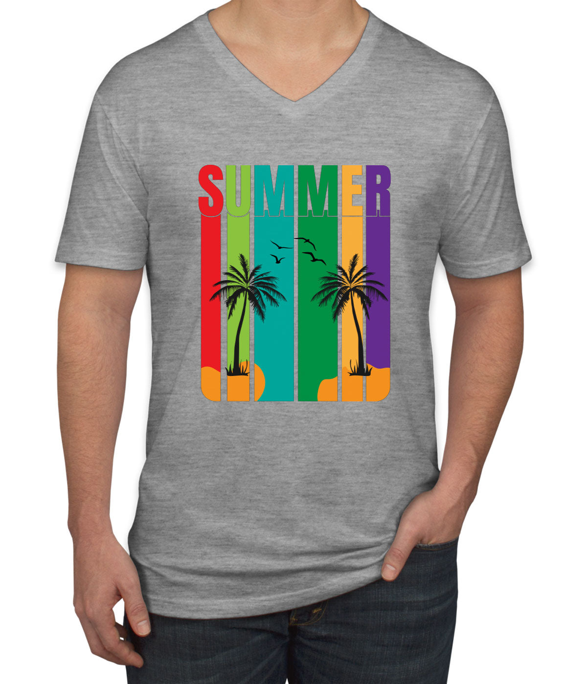 Retro Summer Men's V Neck T-shirt