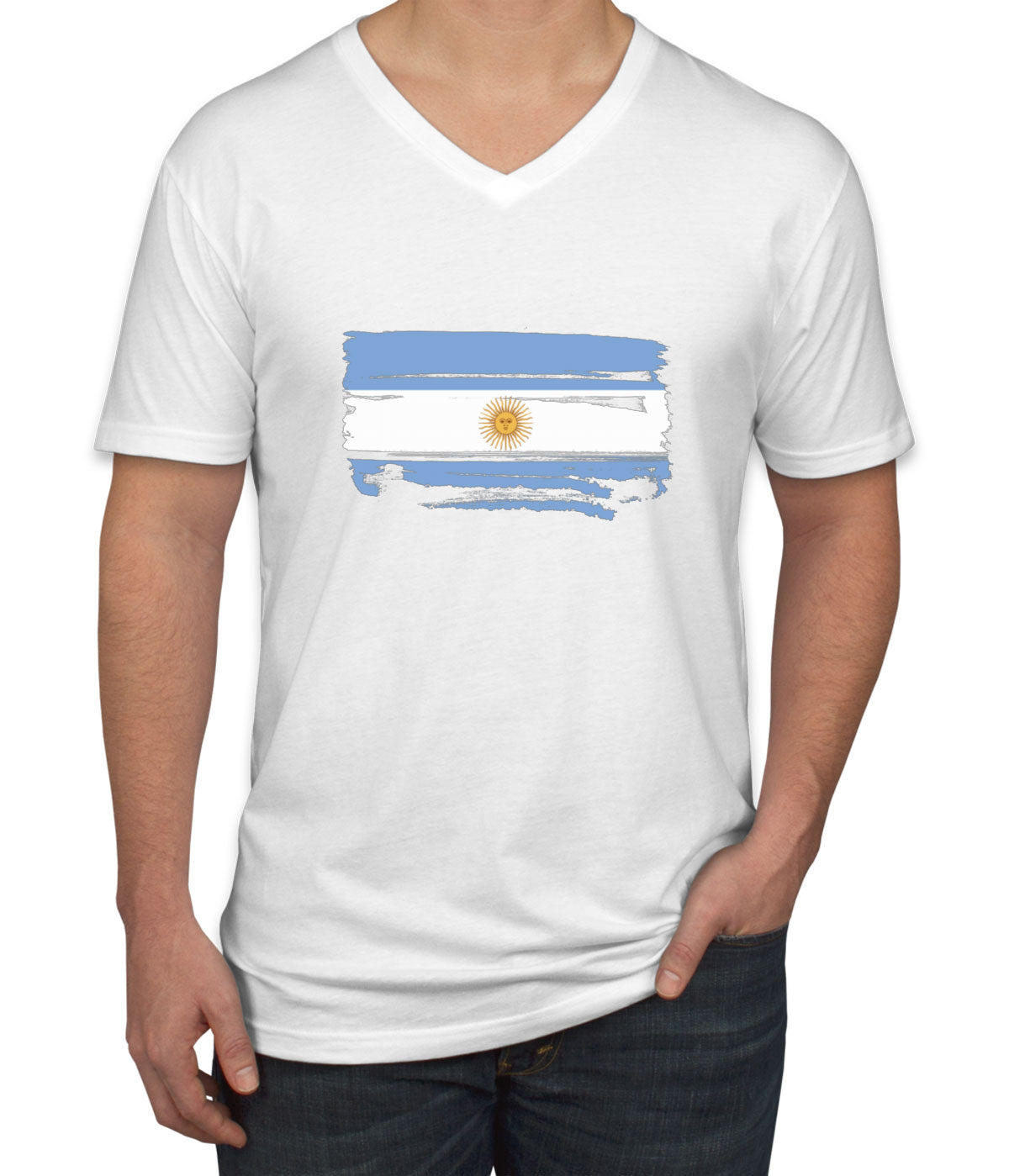 Argentina Flag Men's V Neck T-shirt