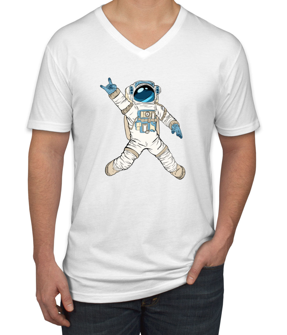 Astro Rock Music Men's V Neck T-shirt